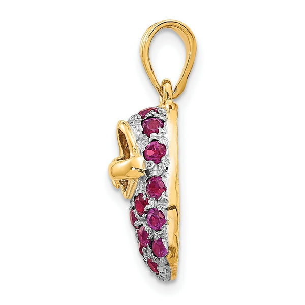 14K Yellow Gold & Rhodium Rhodolite Baby Shoe Charm