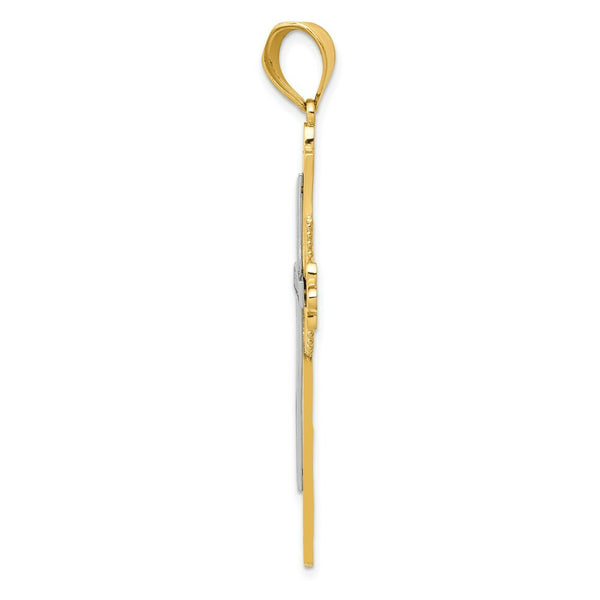 14K Two-tone Gold Polished Cross Pendant