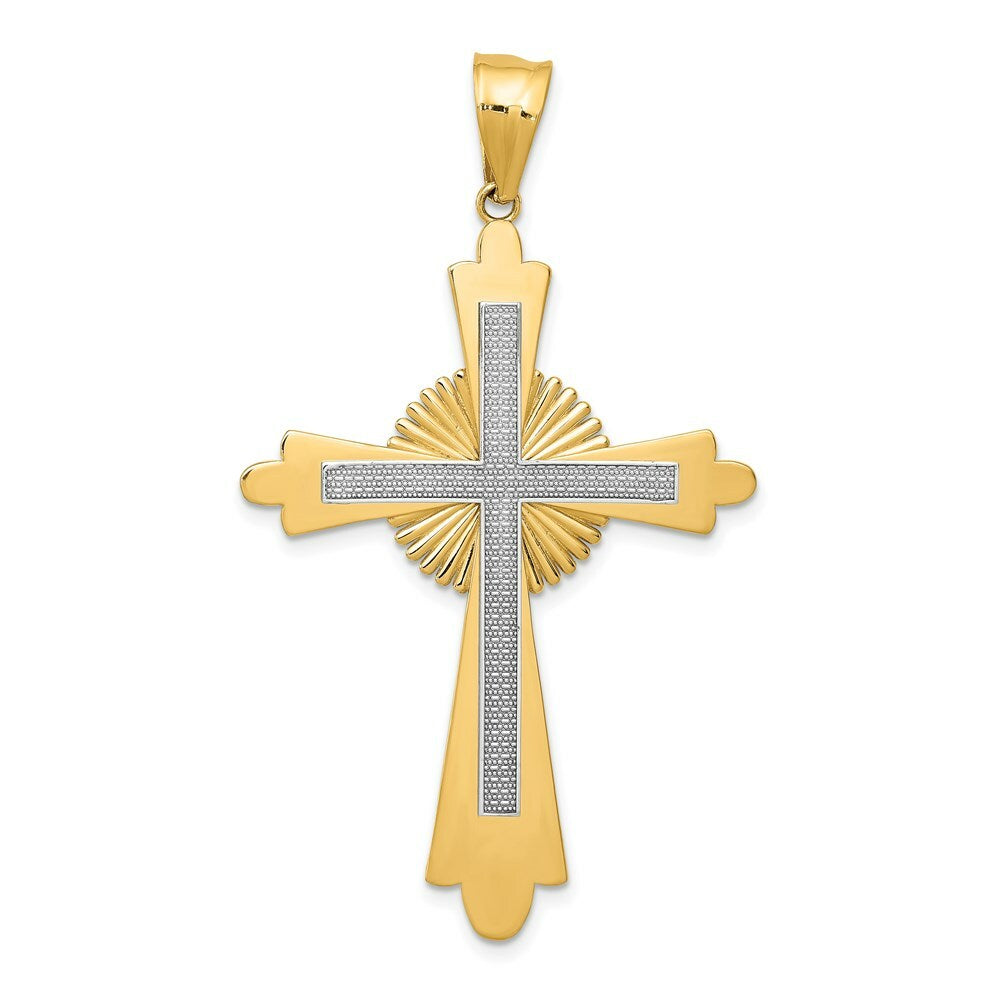 14K Two-tone Gold Polished Cross Pendant