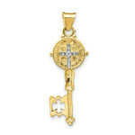 Load image into Gallery viewer, 14K Yellow Gold with Rhodium Cross Key Pendant
