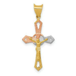 Load image into Gallery viewer, 14K Yellow Gold and Rhodium Crucifix Cross Pendant
