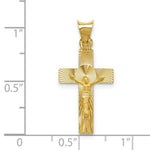 Load image into Gallery viewer, 14K Yellow Gold Polished Satin and Diamond-cut Crucifix Pendant 26.5mm length
