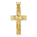 Load image into Gallery viewer, 14K Yellow Gold Polished Satin and Diamond-cut Crucifix Pendant 26.5mm length
