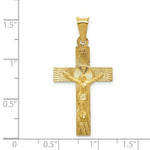 Load image into Gallery viewer, 14K Yellow Gold Polished Satin and Diamond-cut Crucifix Pendant 35.5mm length
