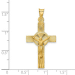 Load image into Gallery viewer, 14K Yellow Gold Polished Satin and Diamond-cut Crucifix Pendant 40.5mm length
