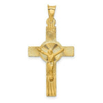 Load image into Gallery viewer, 14K Yellow Gold Polished Satin and Diamond-cut Crucifix Pendant 40.5mm length
