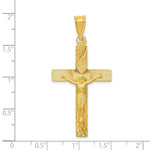 Load image into Gallery viewer, 14K Yellow Gold Polished Satin and Diamond-cut Crucifix Pendant 46.5mm length

