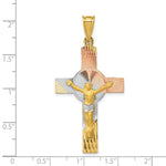 Load image into Gallery viewer, 14K Yellow Gold and Rhodium Iona Crucifix Cross Pendant
