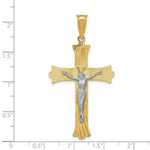 Load image into Gallery viewer, 14K Two-tone Gold Polished Satin Diamond-cut Crucifix Cross Pendant
