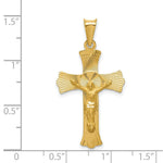 Load image into Gallery viewer, 14K Yellow Gold Polished Satin and Diamond-cut Crucifix Pendant 37mm length

