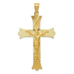 Load image into Gallery viewer, 14K Yellow Gold Polished, Satin and Diamond-cut Crucifix Cross Pendant
