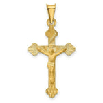 Load image into Gallery viewer, 14K Yellow Gold Polished Satin and Diamond-cut Crucifix Pendant 37mm length
