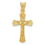 Load image into Gallery viewer, 14K Yellow Gold Polished Satin and Diamond-cut Crucifix Pendant 26.5mm length
