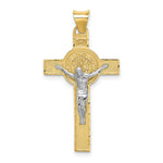 Load image into Gallery viewer, 14K Two-tone Gold St. Benedict Medal Crucifix Cross Pendant
