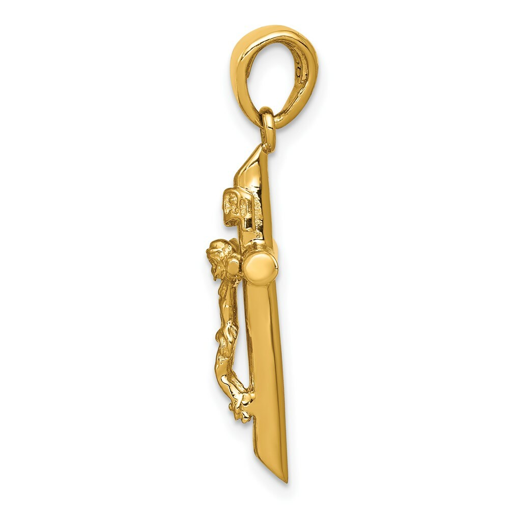 14K Yellow Gold Polished 2-D Crucifix with Jesus on Cross Pendant