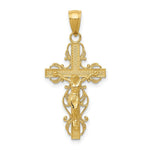 Load image into Gallery viewer, 14K Yellow Gold Polished Crucifix w/Lace Trim Pendant
