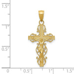 Load image into Gallery viewer, 14K Yellow Gold Polished Crucifix w/Lace Trim Pendant
