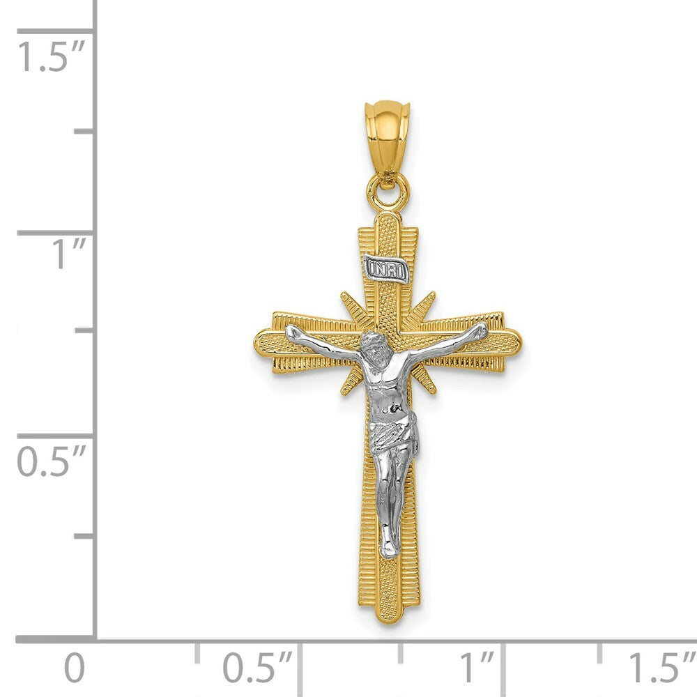 14K Two-tone Gold Polished Crucifix Pendant