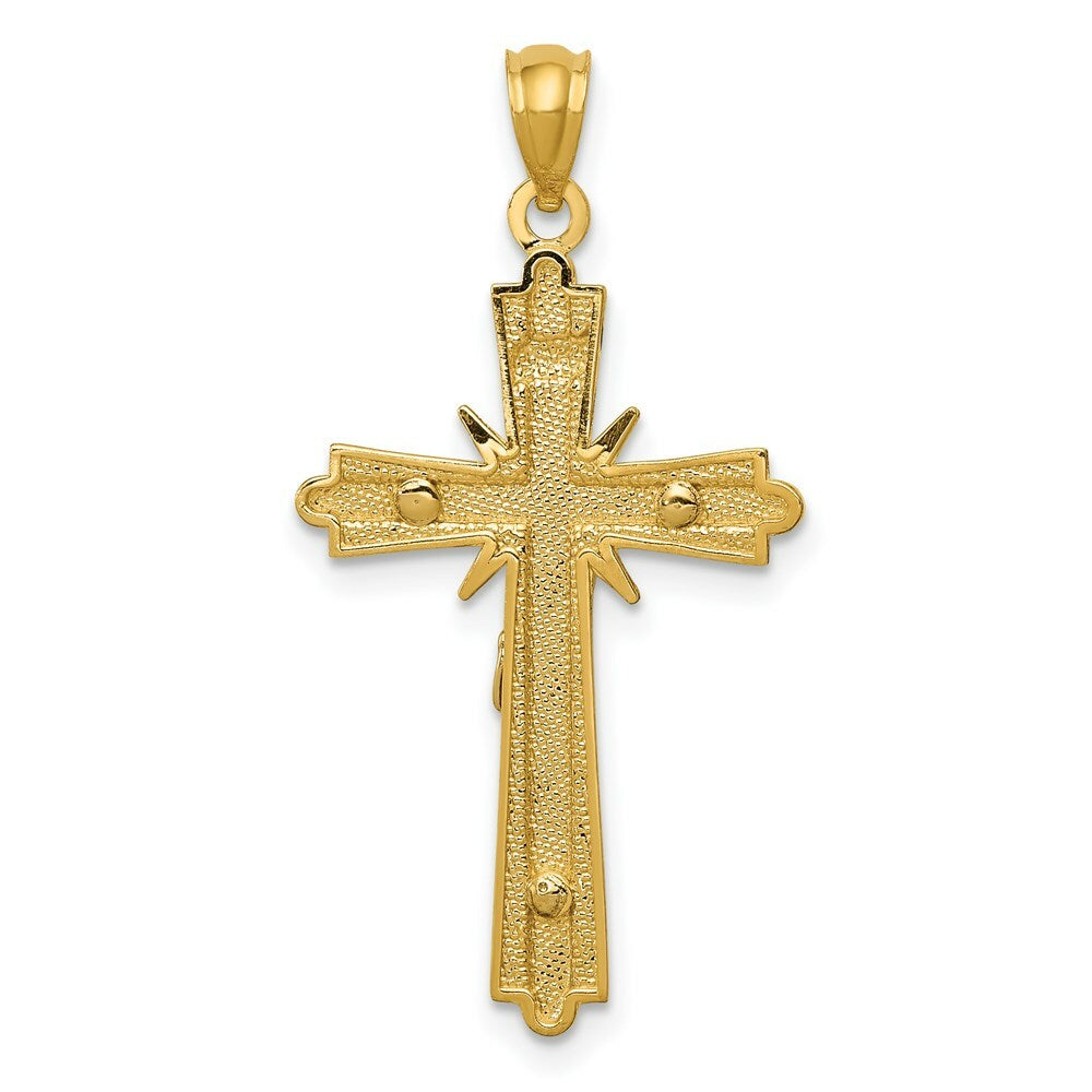 14K Two-tone Gold Polished Crucifix Pendant