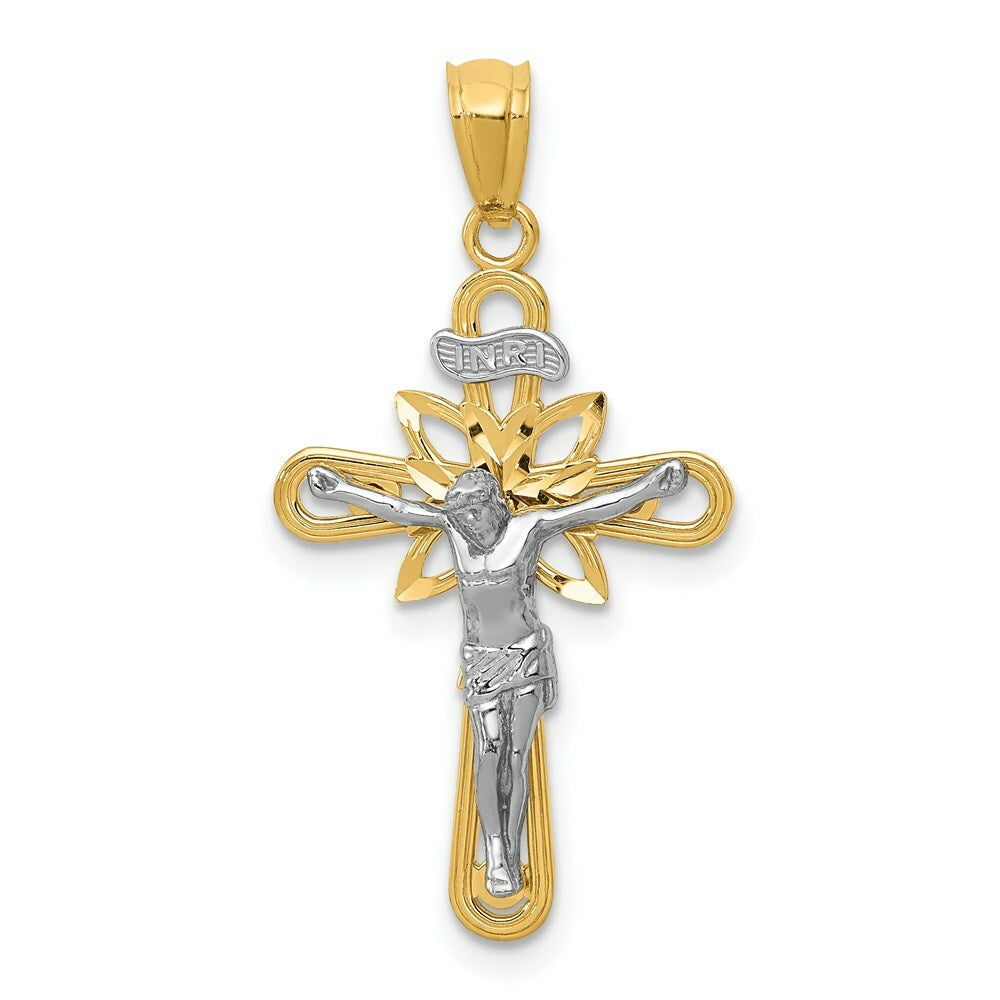 14K Yellow and White Gold Small Passion Crucifix Pendant