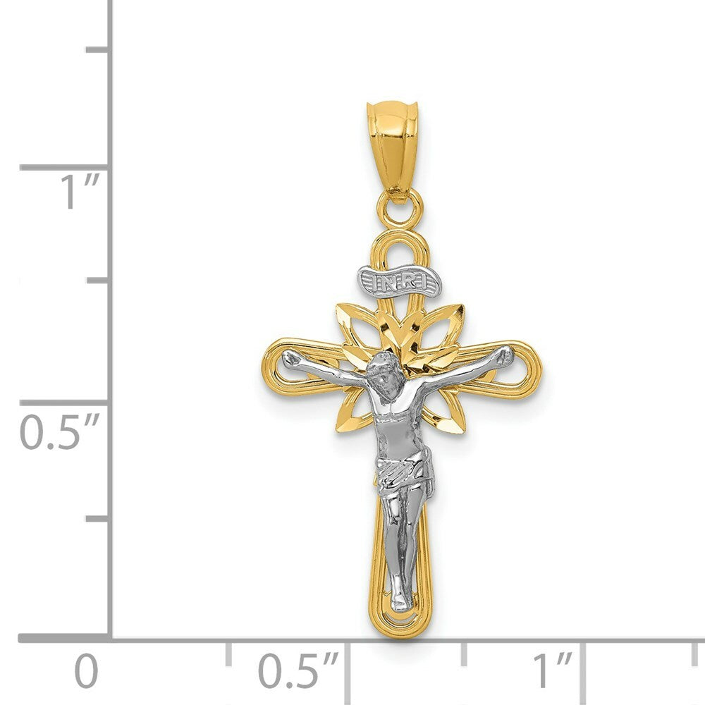 14K Yellow and White Gold Small Passion Crucifix Pendant