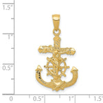 Load image into Gallery viewer, Mariners Crucifix Rope Wheel Pendant in 14K Yellow Gold Textured 2-D
