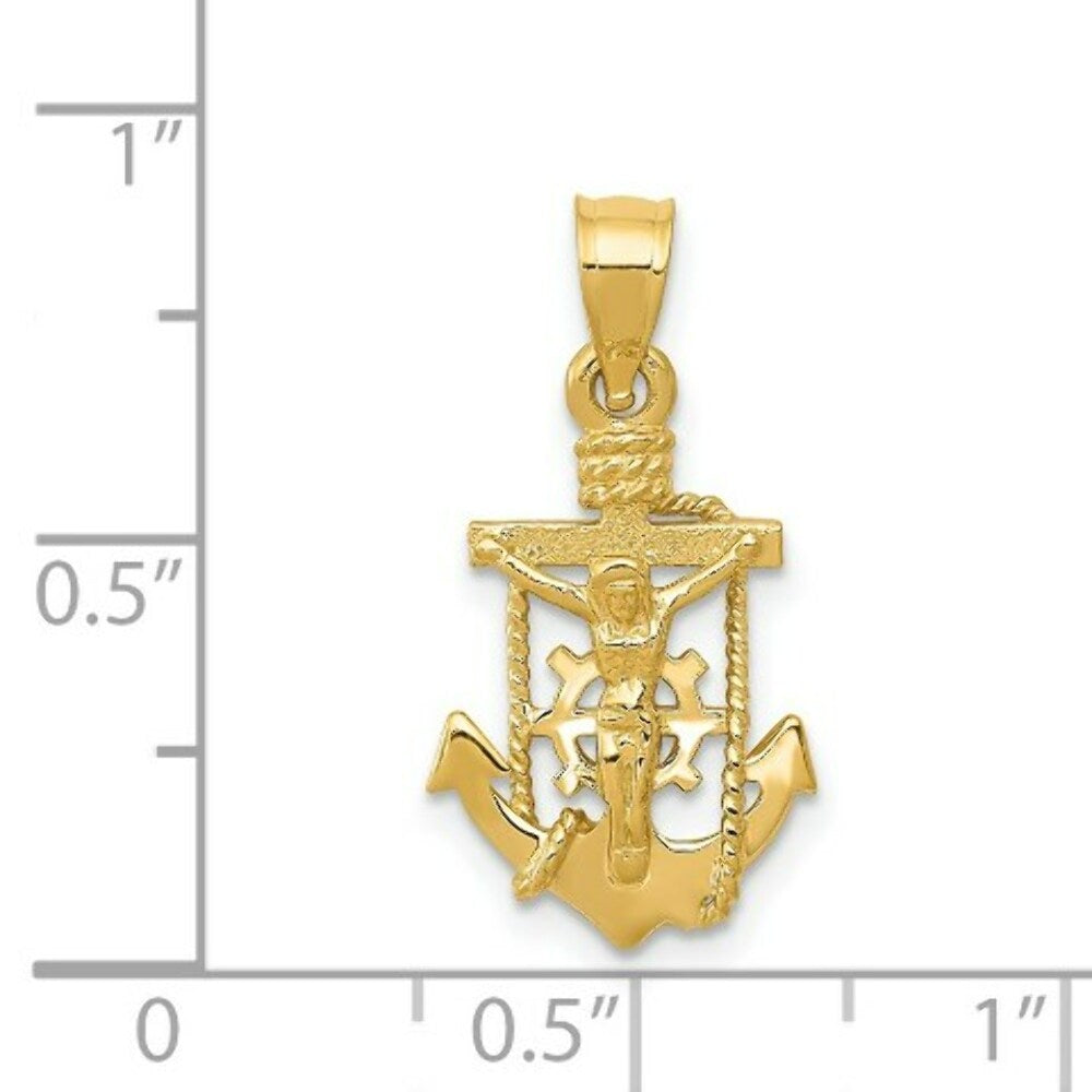 14K Yellow Gold Polished Mariner Crucifix Pendant