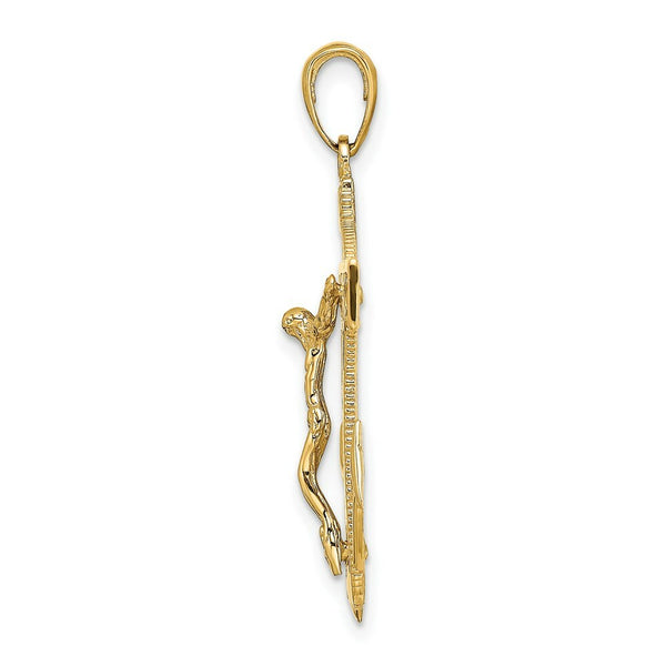 14K Yellow Gold Polished & Textured Mariners Crucifix Pendant