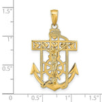 Load image into Gallery viewer, 14K Yellow Gold Polished &amp; Textured Mariners Crucifix Pendant
