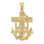 Load image into Gallery viewer, 14K Yellow Gold Polished &amp; Textured Mariners Crucifix Pendant
