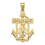 Load image into Gallery viewer, 14K Yellow Gold Polished &amp; Textured Mini Mariners Crucifix Pendant

