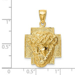 Load image into Gallery viewer, 14K Yellow Gold Polished 2-D Large Jesus Head with Crown Pendant

