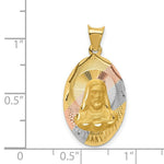 Load image into Gallery viewer, 14K Yellow Gold &amp; Rhodium Polished &amp; Diamond-cut Sagrado Corazon Oval Pendant
