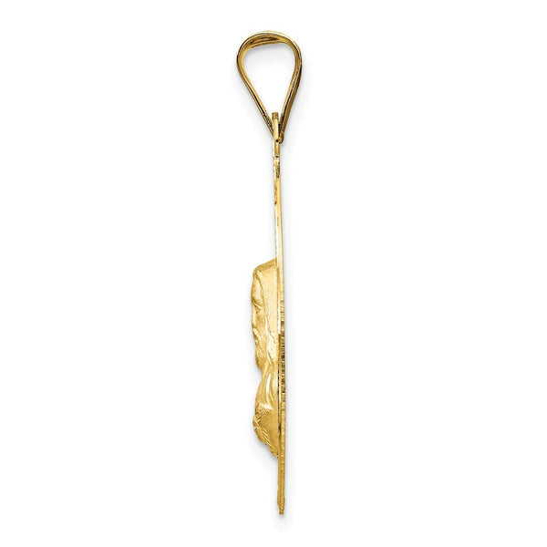 14K Yellow Gold & Rhodium Polished & Diamond-cut Sagrado Corazon Oval Pendant