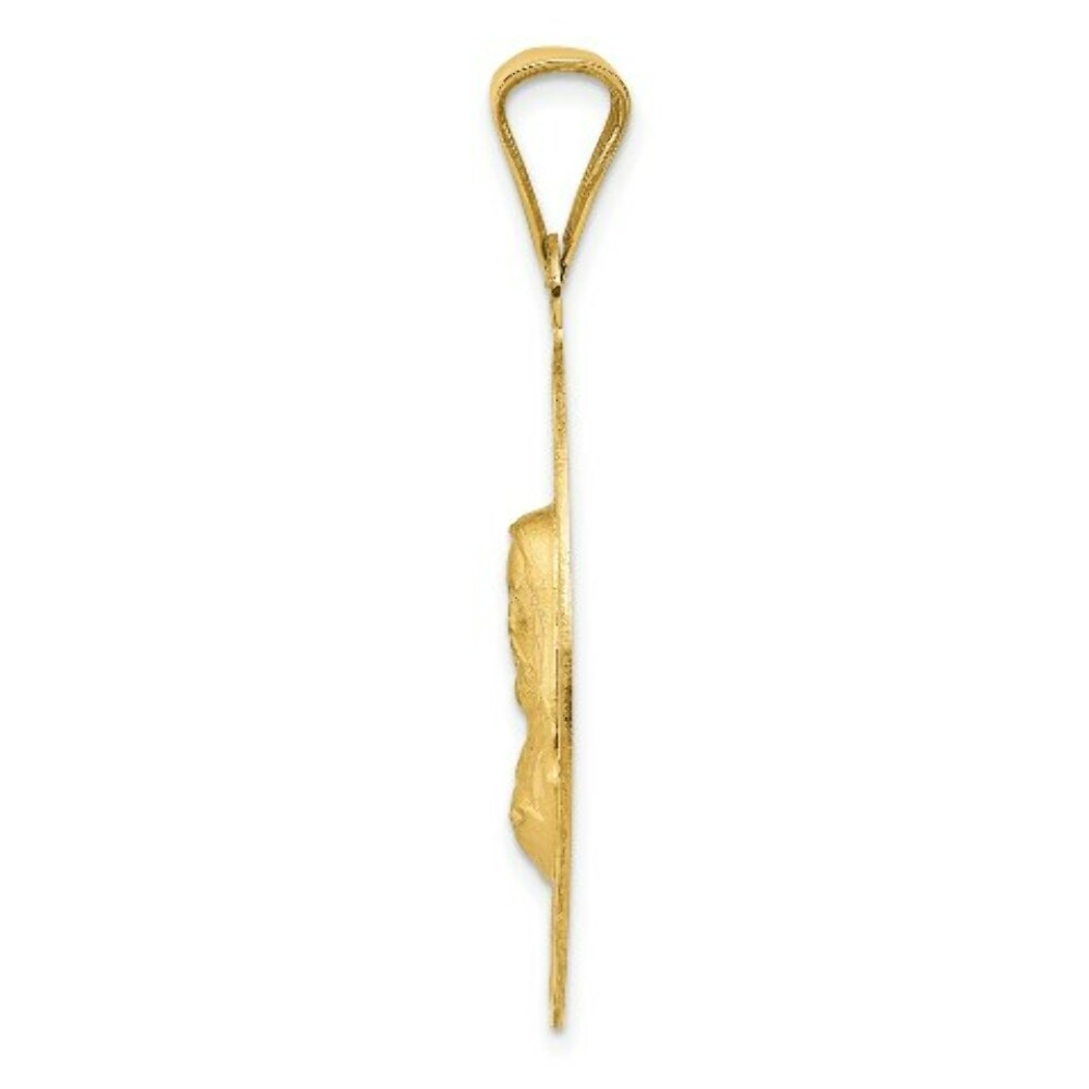 14K Yellow Gold & Rhodium Polished & Diamond-cut Sagrado Corazon Oval Pendant