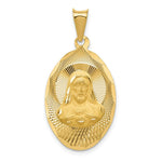 Load image into Gallery viewer, 14K Yellow Gold Polished &amp; Diamond-cut Sagrado Corazon Oval Pendant
