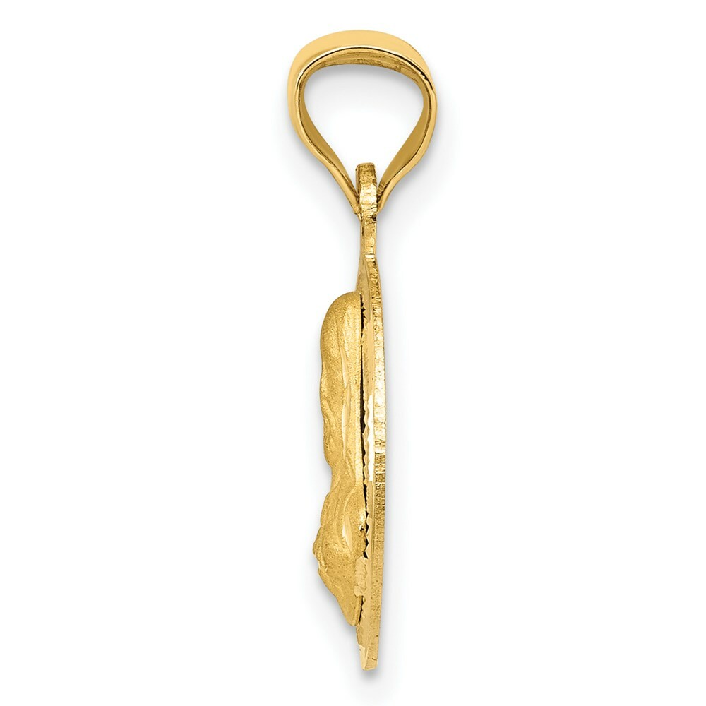 14K Yellow Gold Polished & Diamond-cut Sagrado Corazon Circle Pendant