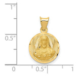 Load image into Gallery viewer, 14K Yellow Gold Polished &amp; Diamond-cut Sagrado Corazon Circle Pendant
