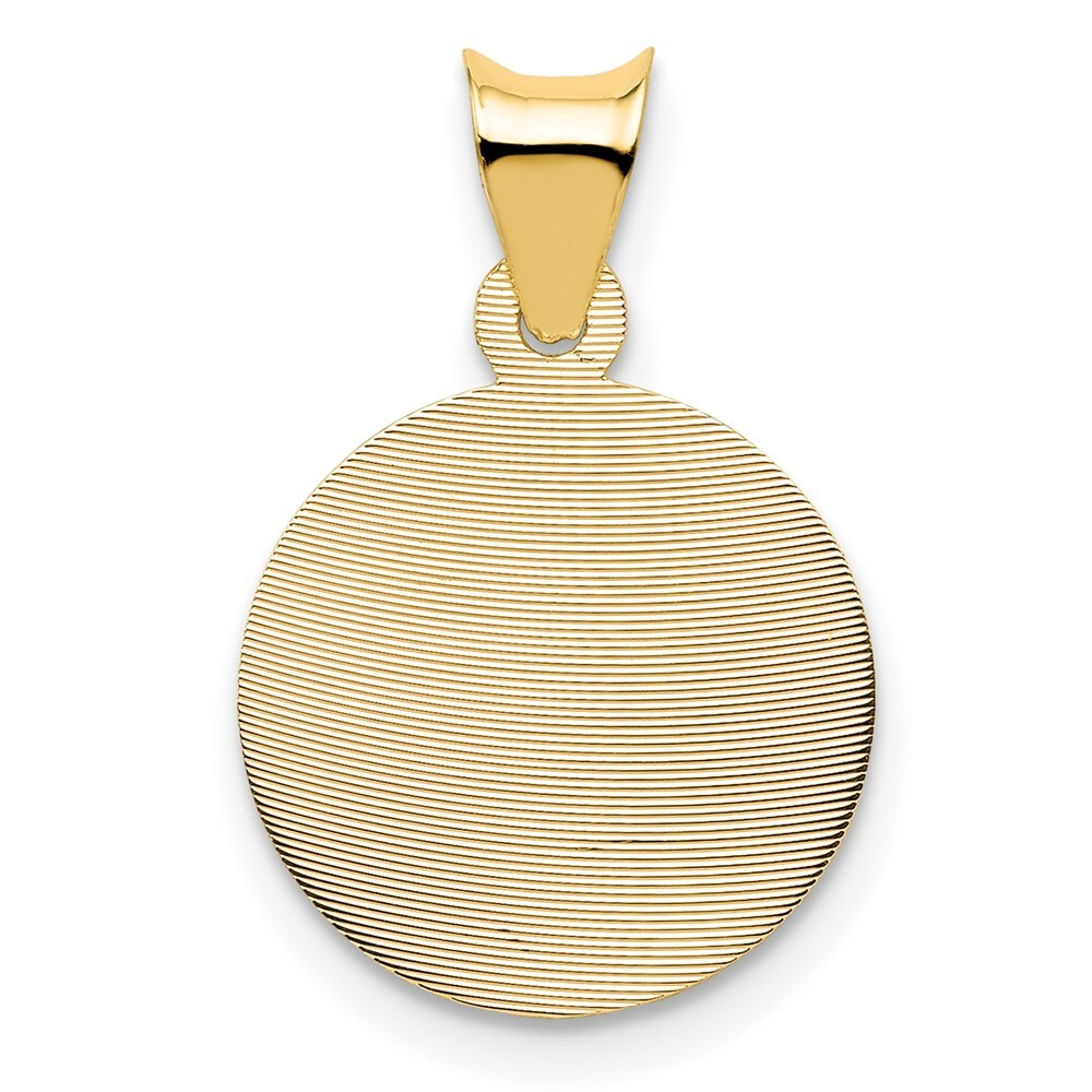 14K Yellow Gold Polished & Diamond-cut Sagrado Corazon Circle Pendant