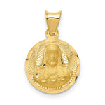 Load image into Gallery viewer, 14K Yellow Gold Polished &amp; Diamond-cut Sagrado Corazon Circle Pendant
