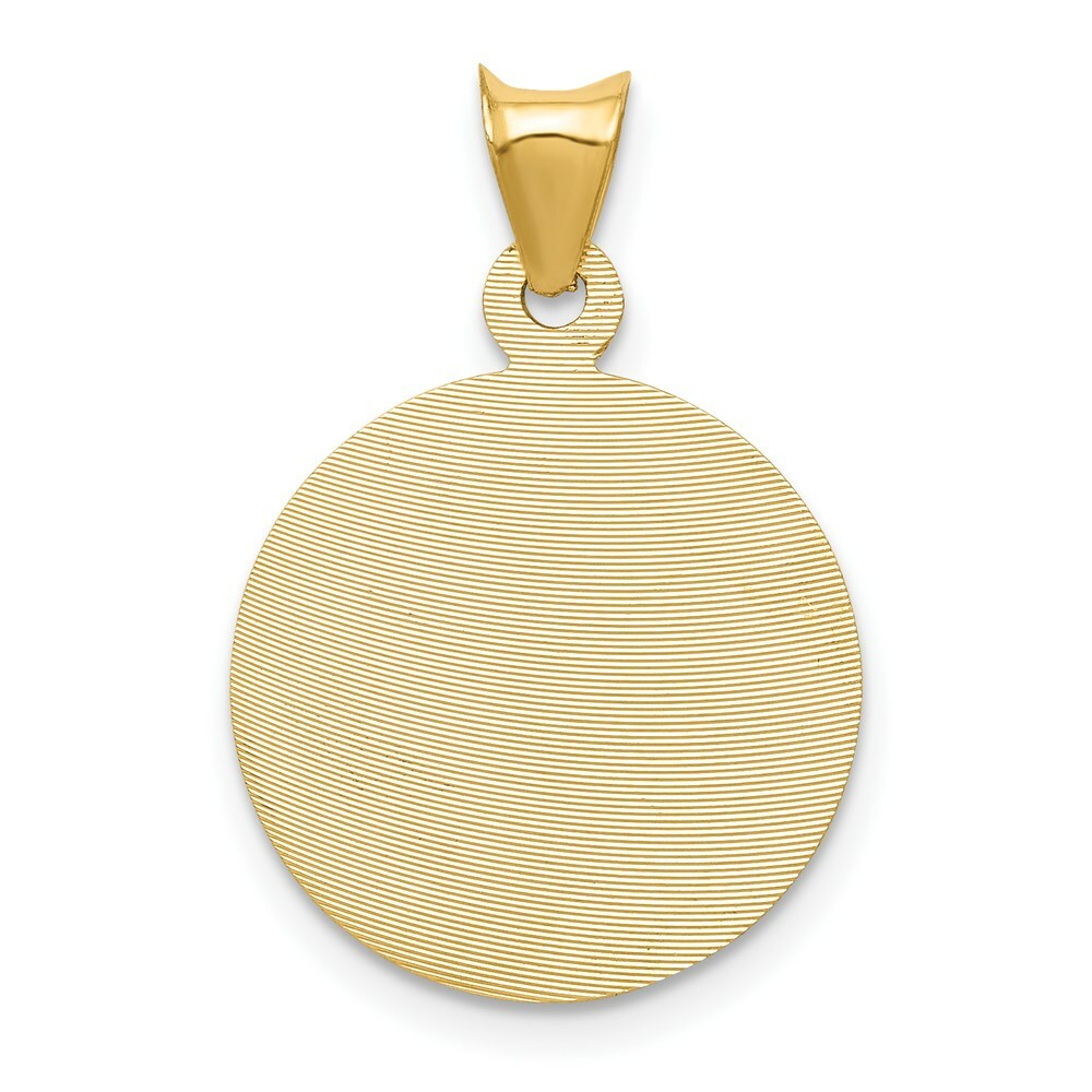 14K Yellow Gold Polished & Diamond-cut Sagrado Corazon Circle Pendant