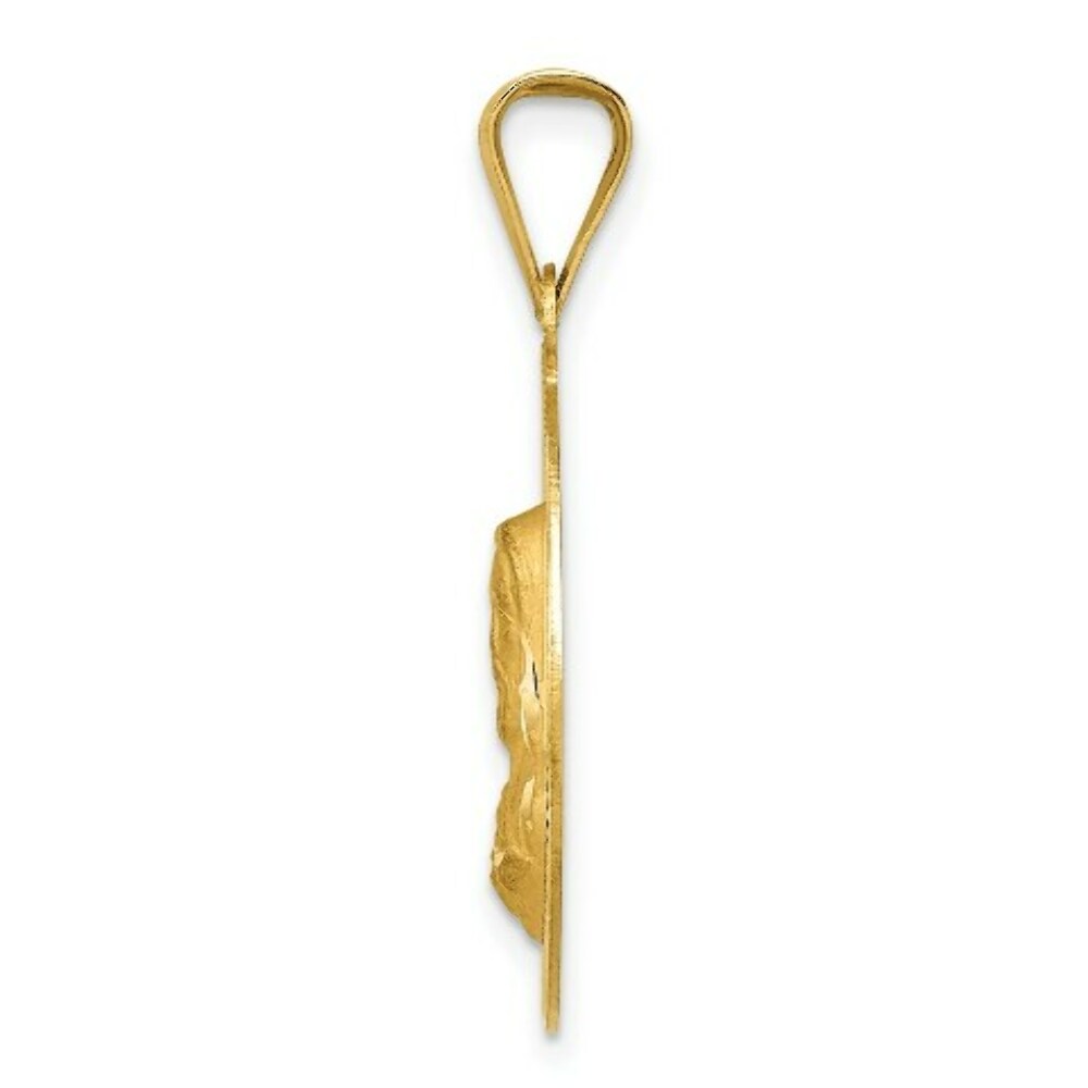 14K Yellow Gold Polished & Diamond-cut Sagrado Corazon Circle Pendant
