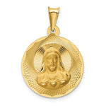 Load image into Gallery viewer, 14K Yellow Gold Polished &amp; Diamond-cut Sagrado Corazon Circle Pendant
