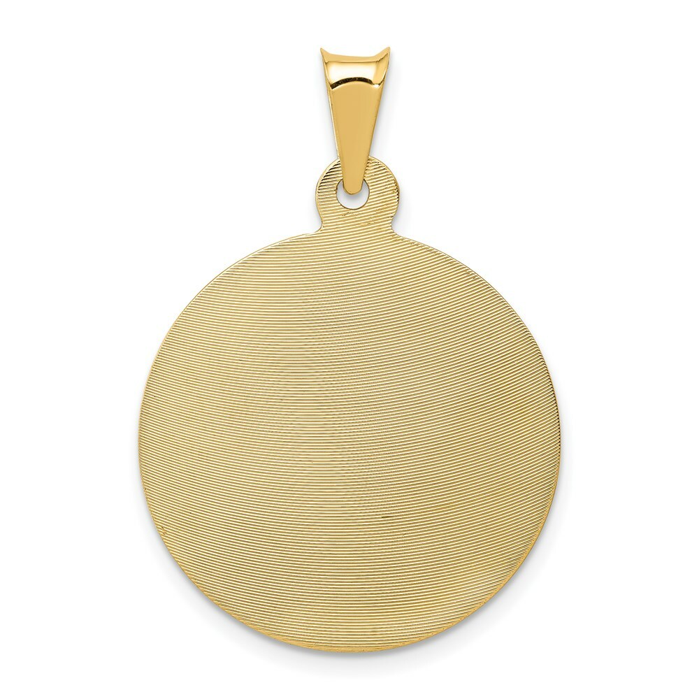 14K Yellow Gold Polished & Diamond-cut Sagrado Corazon Circle Pendant