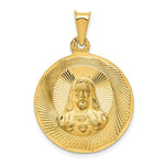 Load image into Gallery viewer, 14K Yellow Gold Polished &amp; Diamond-cut Sagrado Corazon Circle Pendant
