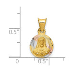Load image into Gallery viewer, 14K Yellow Gold &amp; Rhodium Polished &amp; Diamond-cut Sagrado Corazon Circle Pendant
