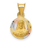 Load image into Gallery viewer, 14K Yellow Gold &amp; Rhodium Polished &amp; Diamond-cut Sagrado Corazon Circle Pendant
