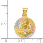 Load image into Gallery viewer, 14K Yellow Gold &amp; Rhodium Polished &amp; Diamond-cut Sagrado Corazon Circle Pendant
