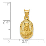 Load image into Gallery viewer, 14K Yellow Gold Polished &amp; Diamond-cut Sagrado Corazon Oval Pendant

