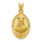 Load image into Gallery viewer, 14K Yellow Gold Polished &amp; Diamond-cut Sagrado Corazon Oval Pendant
